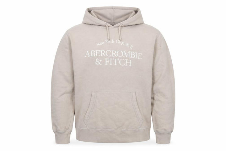 Abercrombie & Fitch Men's Beige Hoodie Large Pullover Soft Fleece