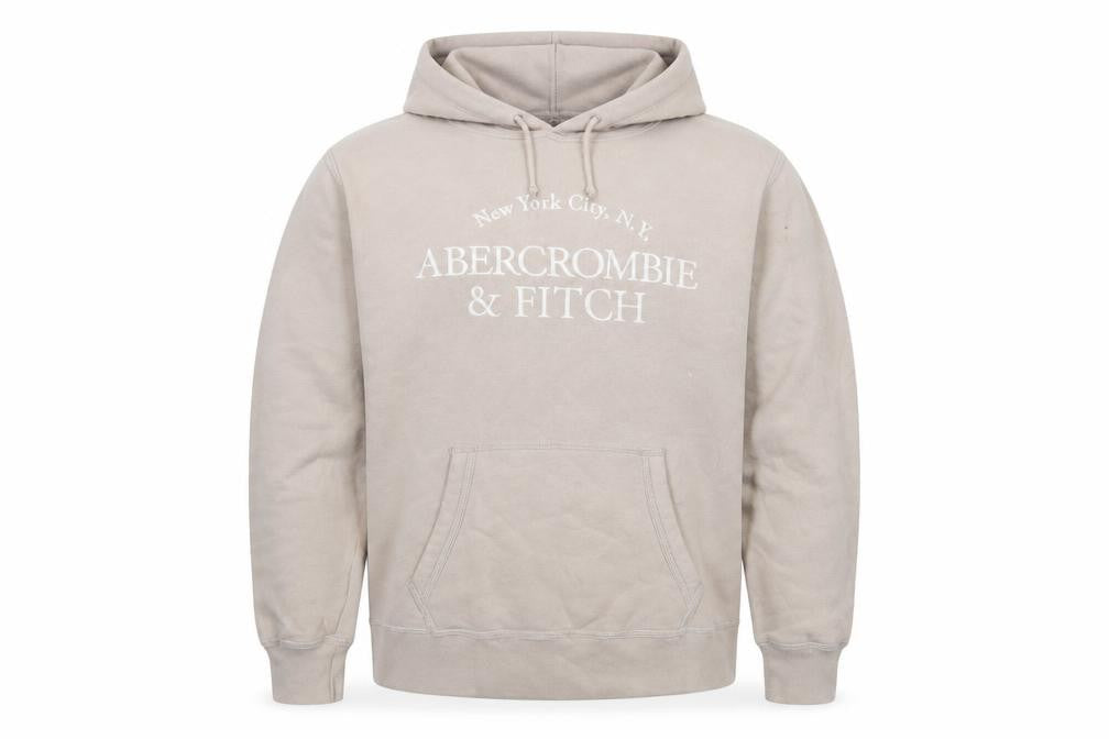Abercrombie & Fitch Men's Beige Hoodie Large Pullover Soft Fleece