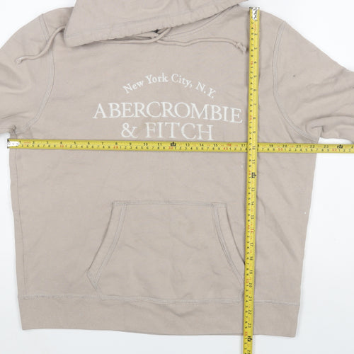 Abercrombie & Fitch Men's Beige Hoodie Large Pullover Soft Fleece