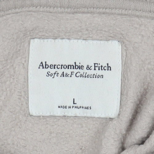 Abercrombie & Fitch Men's Beige Hoodie Large Pullover Soft Fleece