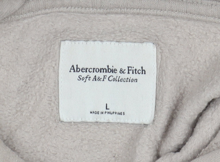 Abercrombie & Fitch Men's Beige Hoodie Large Pullover Soft Fleece