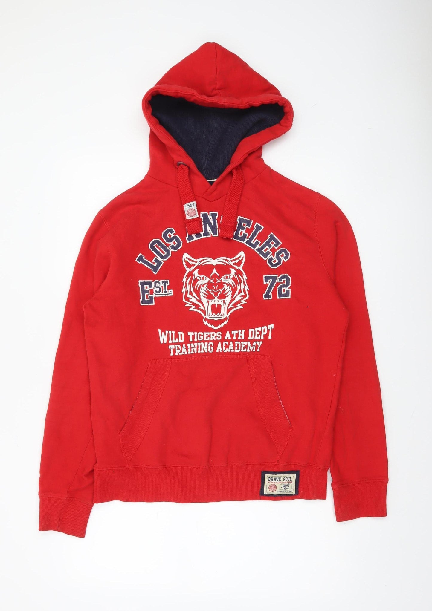 Brave Soul Men's Red Pullover Hoodie S Graphic Los Angeles Style