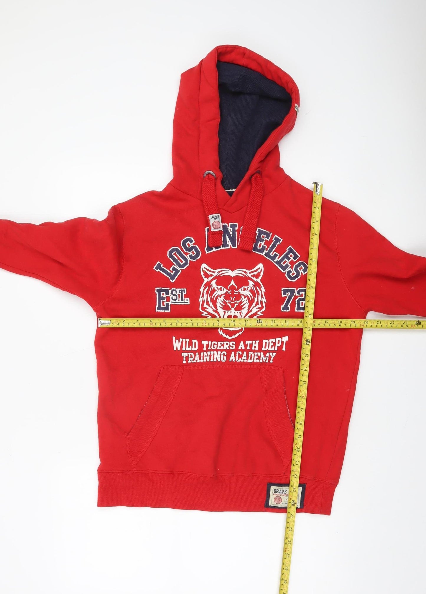 Brave Soul Men's Red Pullover Hoodie S Graphic Los Angeles Style