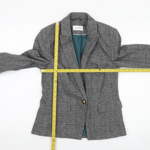 Marks and Spencer Women’s Grey Check Blazer Size 8 Classic Tailored Jacket