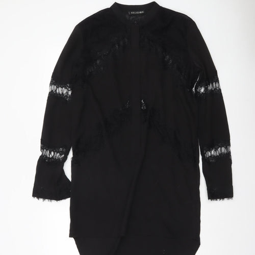 Religion Women’s Black Lace Tunic Blouse XS Long Sleeve Classic Style