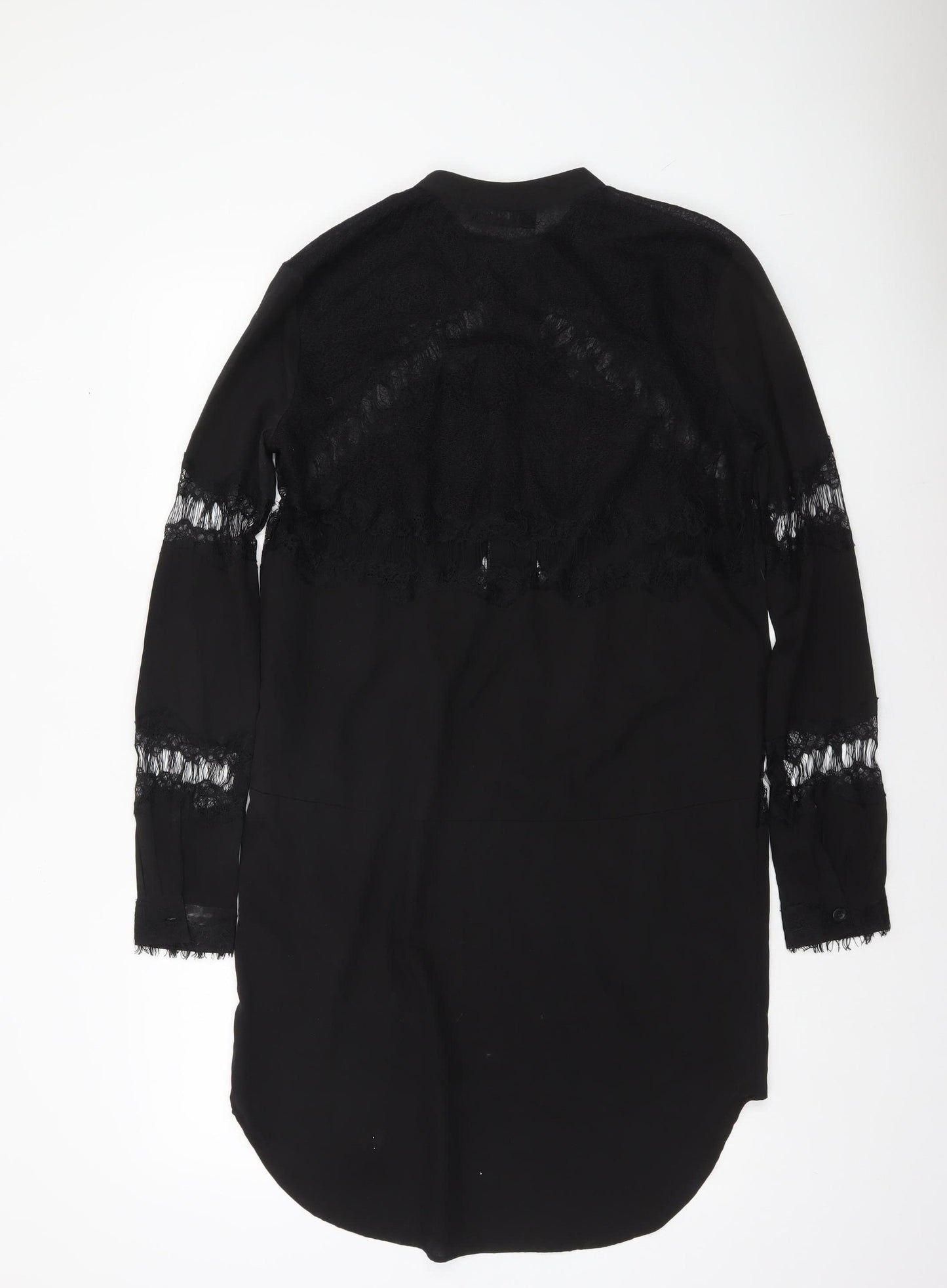 Religion Women’s Black Lace Tunic Blouse XS Long Sleeve Classic Style