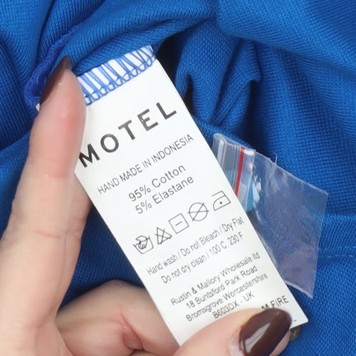 Motel Women’s Blue Collared Short Sleeve Shirt Dress Size S