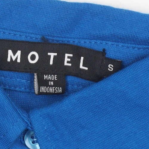 Motel Women’s Blue Collared Short Sleeve Shirt Dress Size S