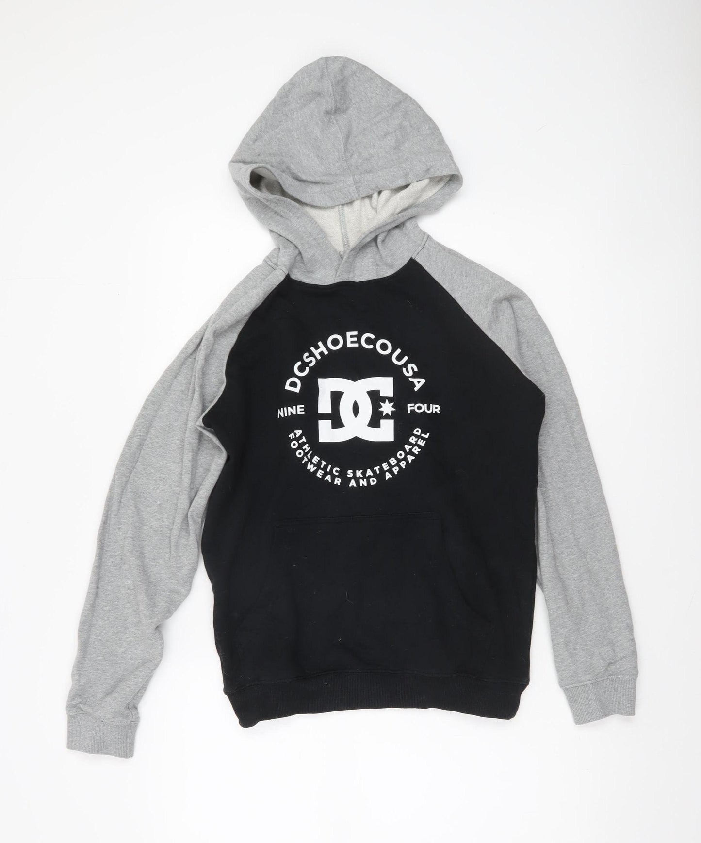 DC Shoes Boys Black Grey Pullover Hoodie Size 14 Cotton Skate Logo