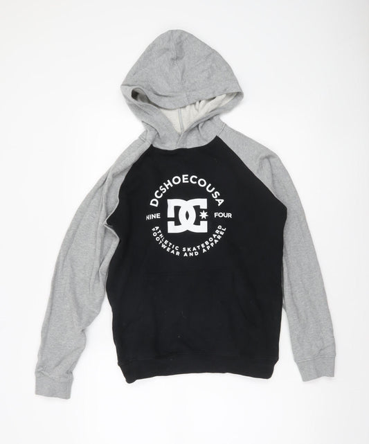 DC Shoes Boys Black Grey Pullover Hoodie Size 14 Cotton Skate Logo