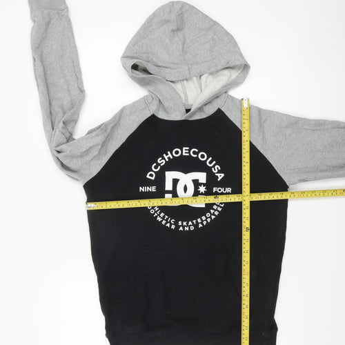 DC Shoes Boys Black Grey Pullover Hoodie Size 14 Cotton Skate Logo