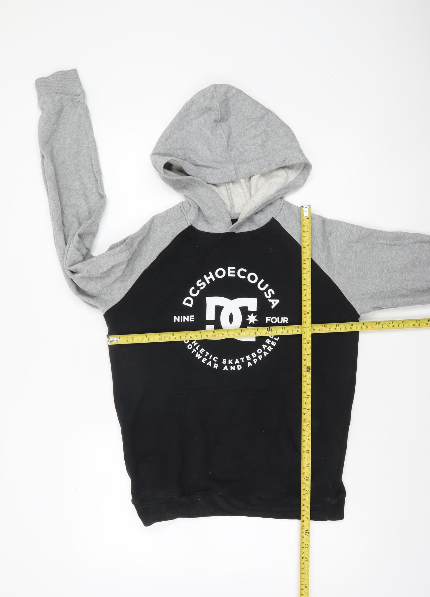 DC Shoes Boys Black Grey Pullover Hoodie Size 14 Cotton Skate Logo