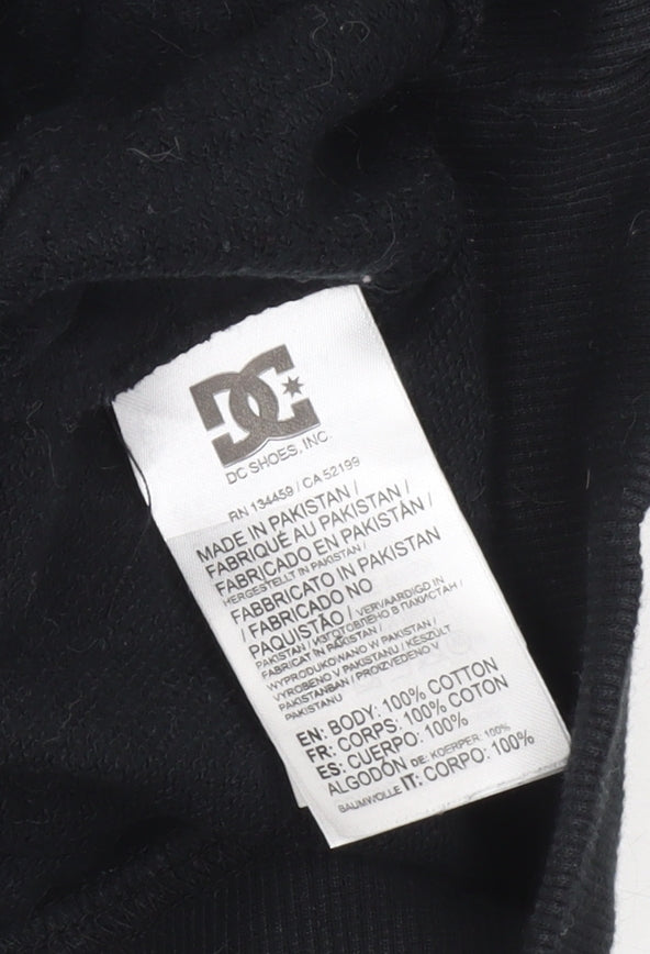 DC Shoes Boys Black Grey Pullover Hoodie Size 14 Cotton Skate Logo