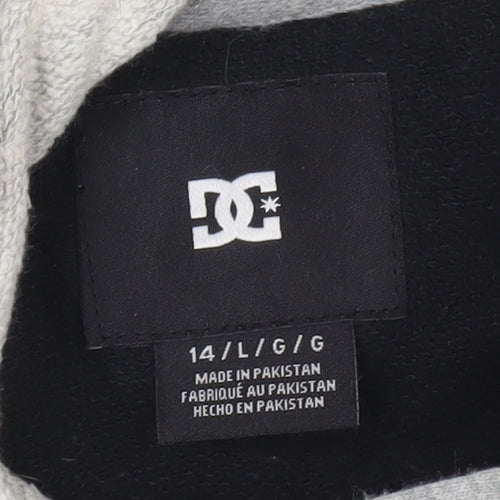 DC Shoes Boys Black Grey Pullover Hoodie Size 14 Cotton Skate Logo