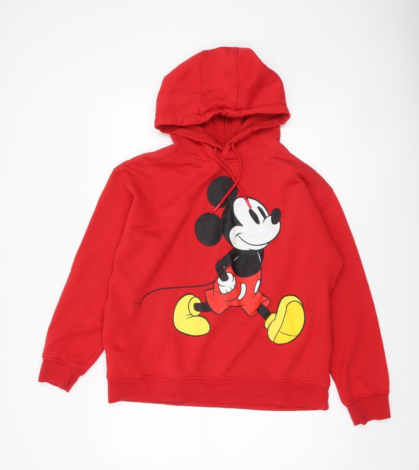 Disney Womens Red Hoodie Medium 12/14 Mickey Mouse Cotton Blend Pullover