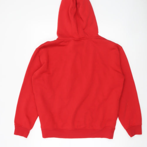 Disney Womens Red Hoodie Medium 12/14 Mickey Mouse Cotton Blend Pullover