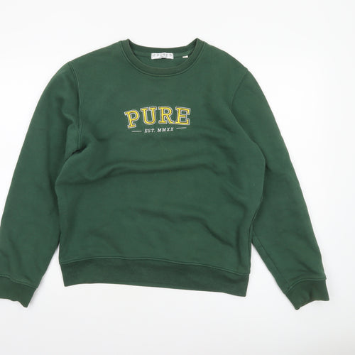 PURE Women’s Green Crew Neck Pullover Sweatshirt Size S Organic Cotton