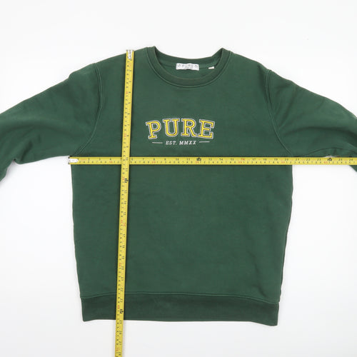 PURE Women’s Green Crew Neck Pullover Sweatshirt Size S Organic Cotton