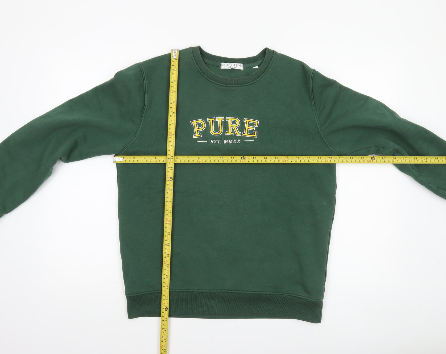 PURE Women’s Green Crew Neck Pullover Sweatshirt Size S Organic Cotton