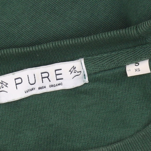 PURE Women’s Green Crew Neck Pullover Sweatshirt Size S Organic Cotton