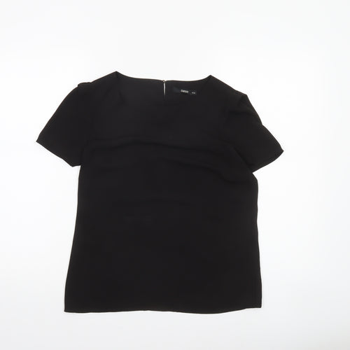 Oasis Women's Black Short Sleeve Square Neck Polyester Blouse UK 8