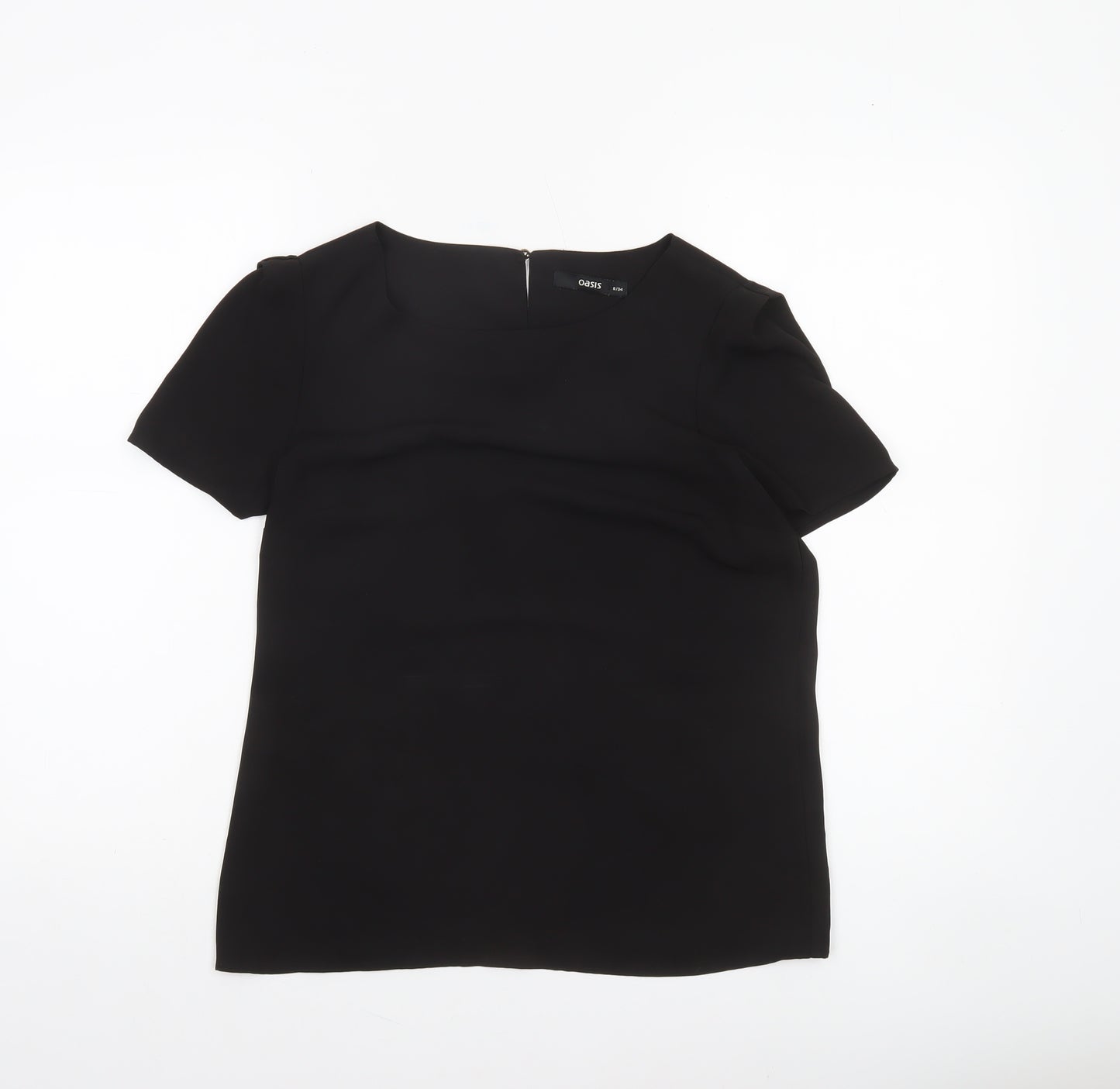 Oasis Women's Black Short Sleeve Square Neck Polyester Blouse UK 8