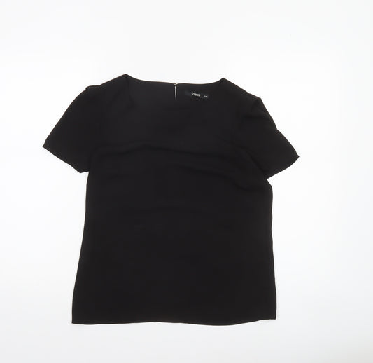 Oasis Women's Black Short Sleeve Square Neck Polyester Blouse UK 8
