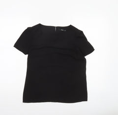 Oasis Women's Black Short Sleeve Square Neck Polyester Blouse UK 8