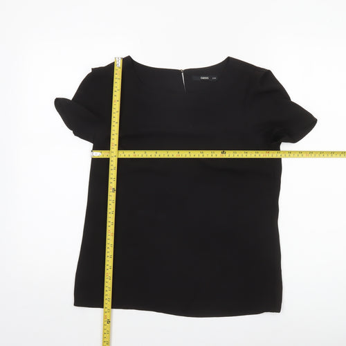 Oasis Women's Black Short Sleeve Square Neck Polyester Blouse UK 8