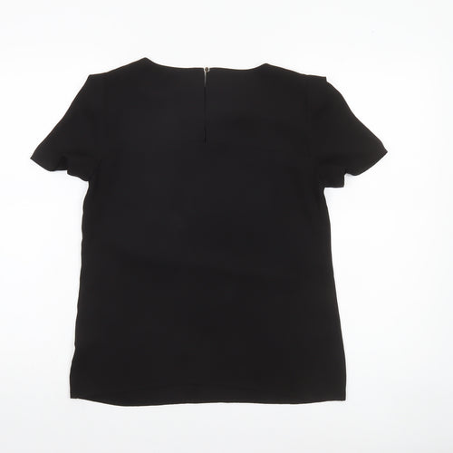 Oasis Women's Black Short Sleeve Square Neck Polyester Blouse UK 8