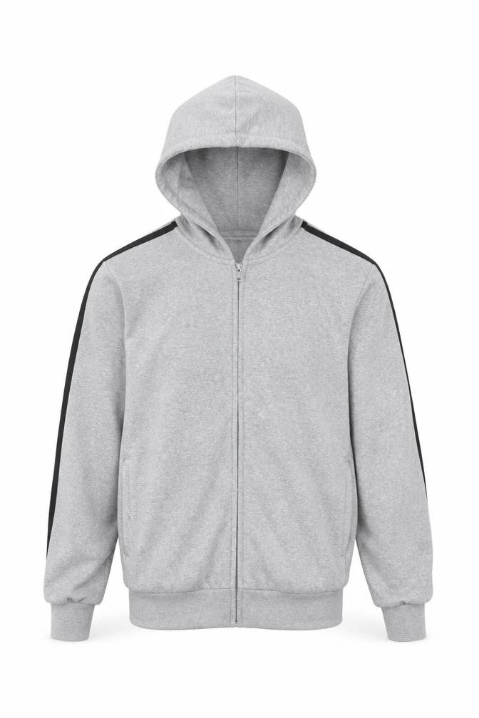 Front view of Adidas Men’s Grey Full Zip Hoodie Small Regular Fit