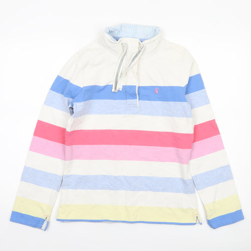 Joules Women Multicoloured Striped Half Zip Sweatshirt UK 10 Cotton Blend