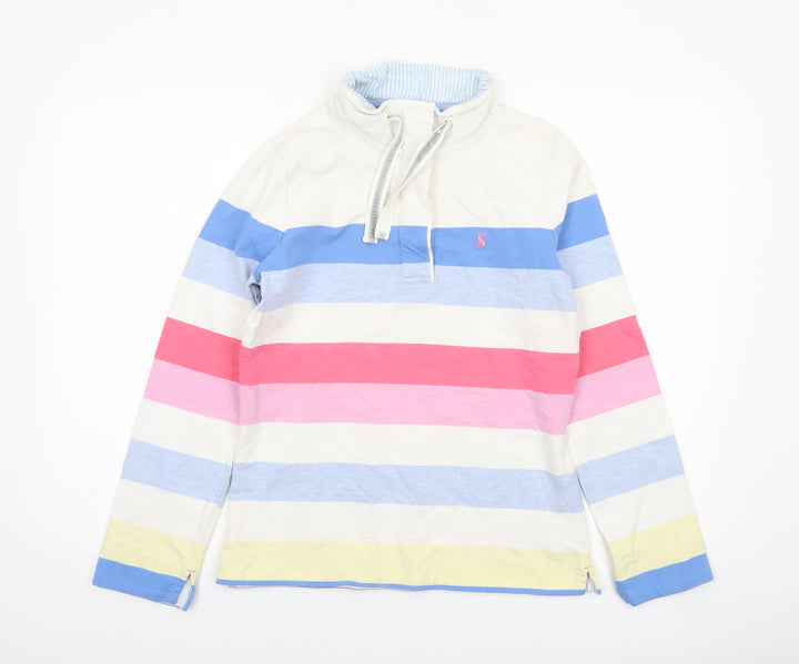 Joules Women Multicoloured Striped Half Zip Sweatshirt UK 10 Cotton Blend