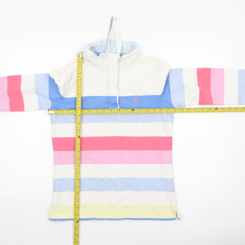 Joules Women Multicoloured Striped Half Zip Sweatshirt UK 10 Cotton Blend