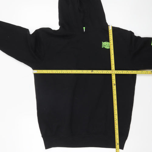 bpc bonprix Boys Black Hoodie 16-17 Years Pullover Cotton Blend Graphic Print