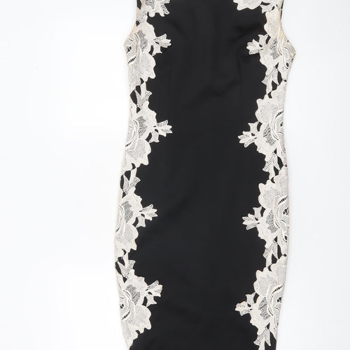 AX Paris Womens Black Lace Bodycon Dress Size 10 Sleeveless Elegant Party Wear