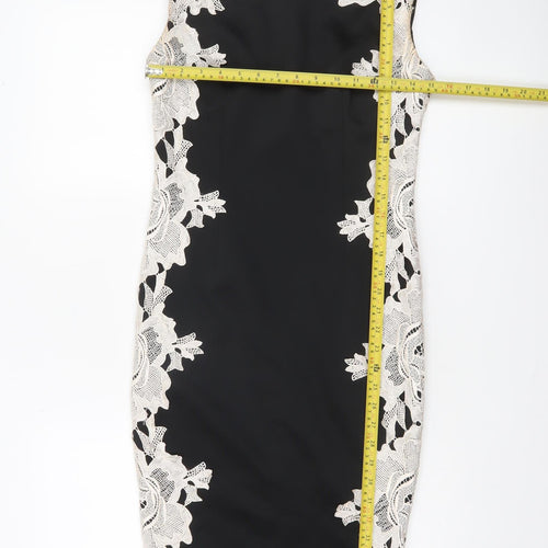 AX Paris Womens Black Lace Bodycon Dress Size 10 Sleeveless Elegant Party Wear