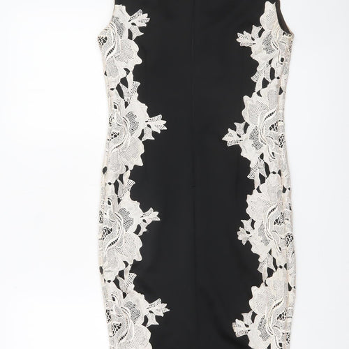 AX Paris Womens Black Lace Bodycon Dress Size 10 Sleeveless Elegant Party Wear