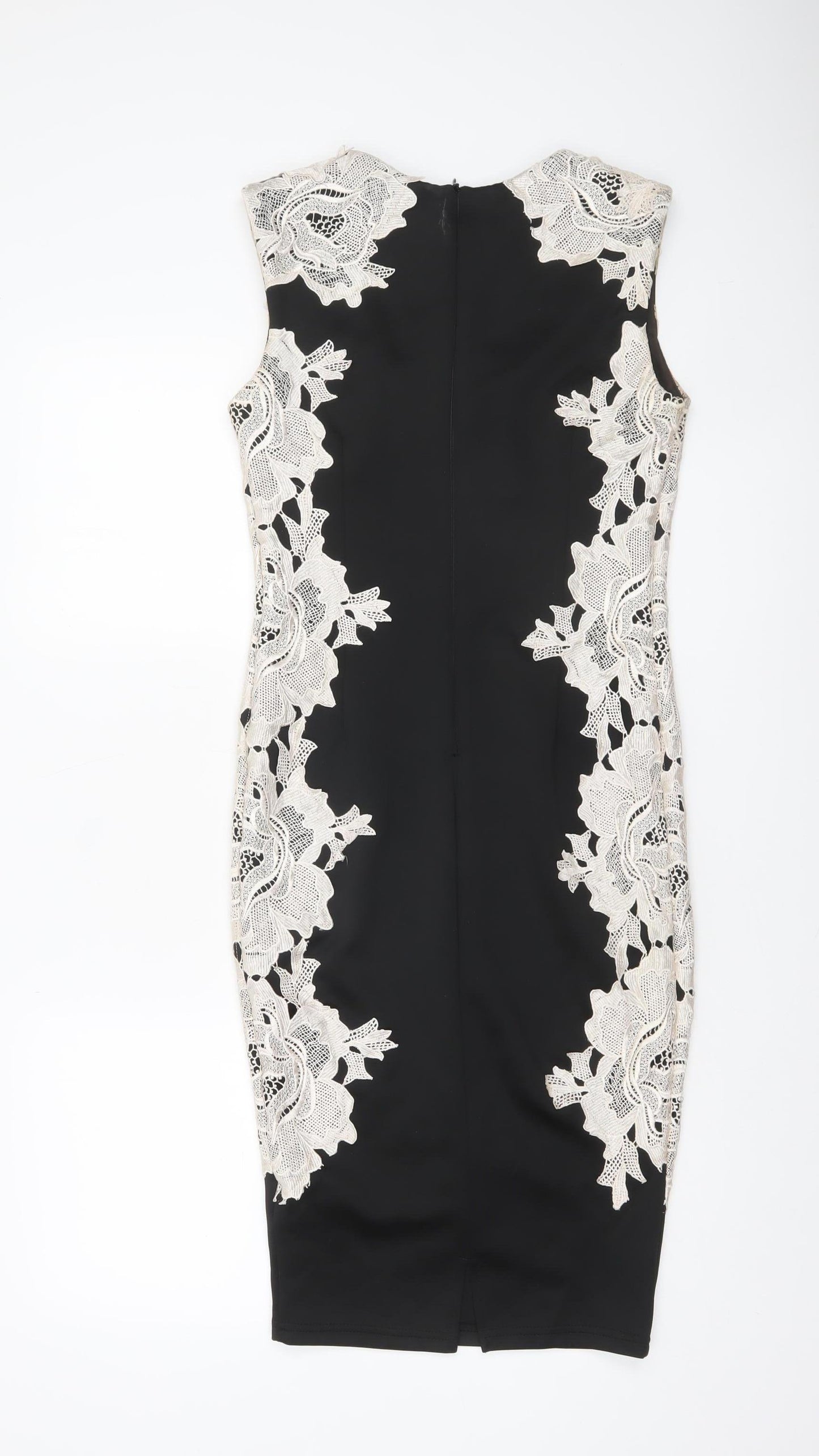 AX Paris Womens Black Lace Bodycon Dress Size 10 Sleeveless Elegant Party Wear