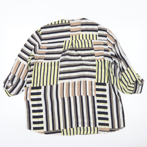 Dorothy Perkins Womens Multicoloured Striped Blouse UK 16 V-Neck 3/4 Sleeve