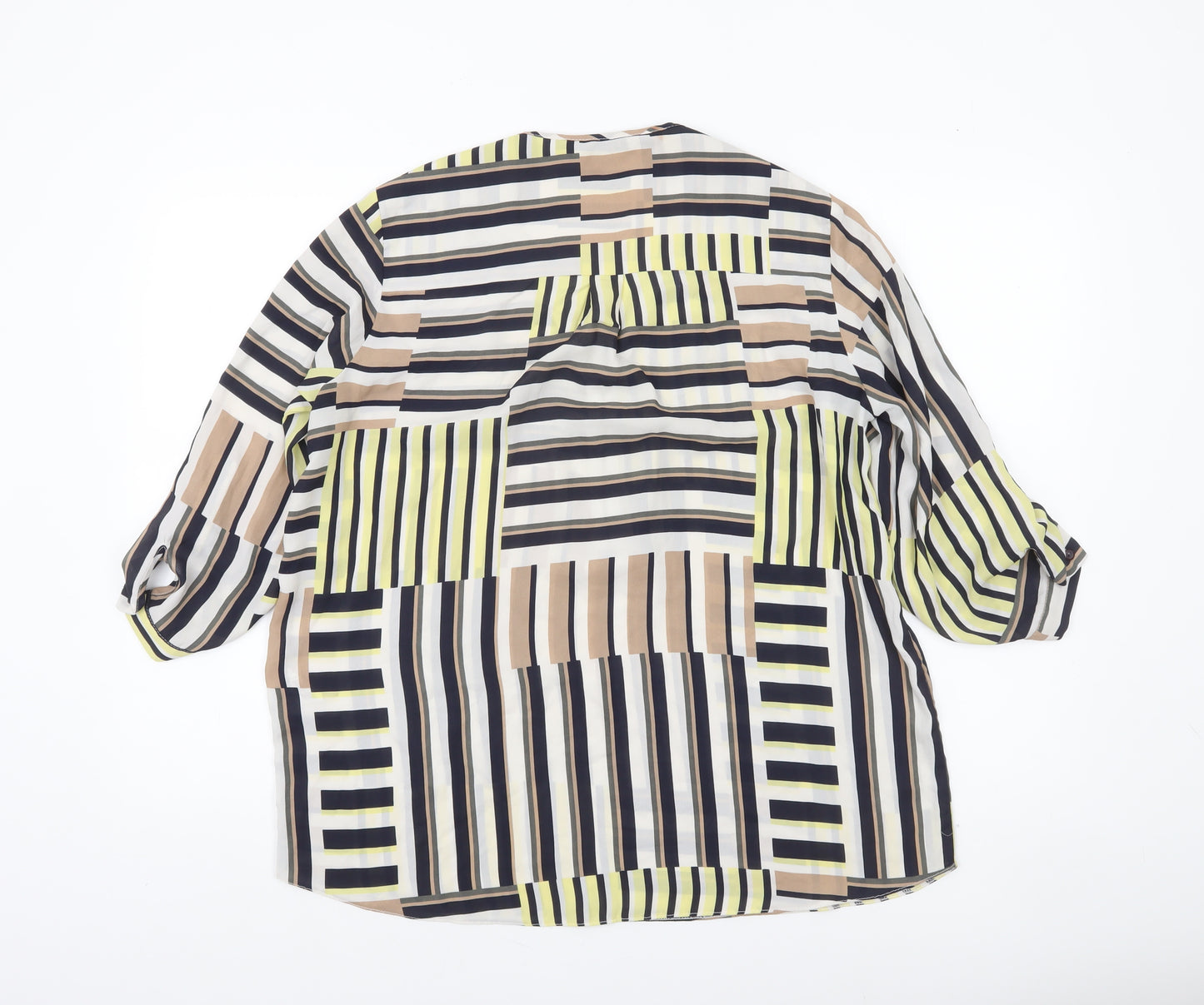 Dorothy Perkins Womens Multicoloured Striped Blouse UK 16 V-Neck 3/4 Sleeve
