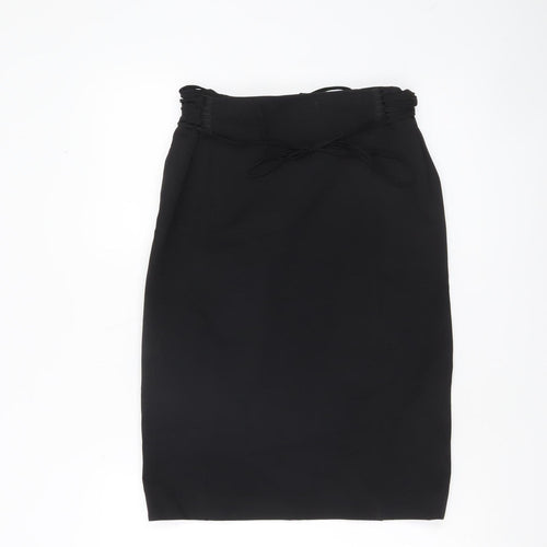 Mango Women's Black Size 12 Midi Pencil Skirt Stretch Workwear