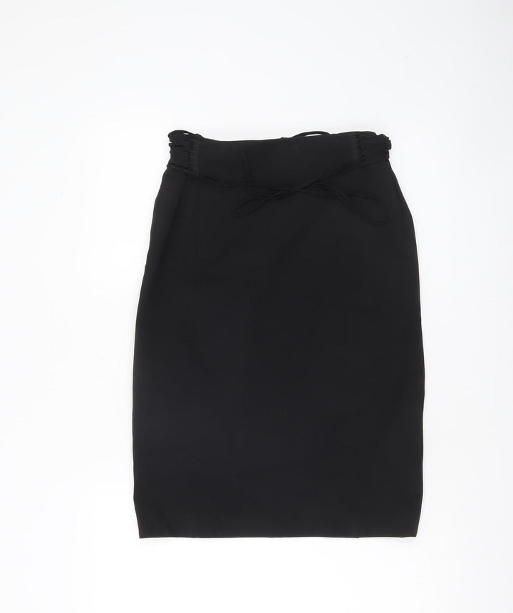 Mango Women's Black Size 12 Midi Pencil Skirt Stretch Workwear