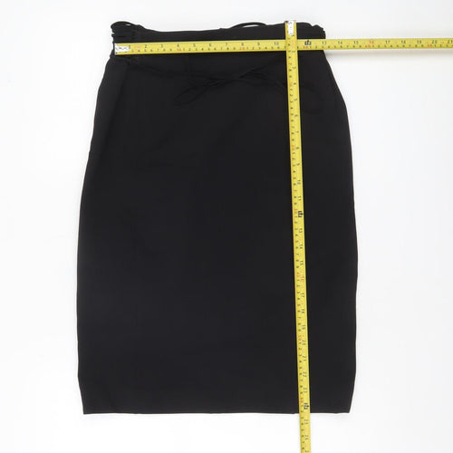 Mango Women's Black Size 12 Midi Pencil Skirt Stretch Workwear