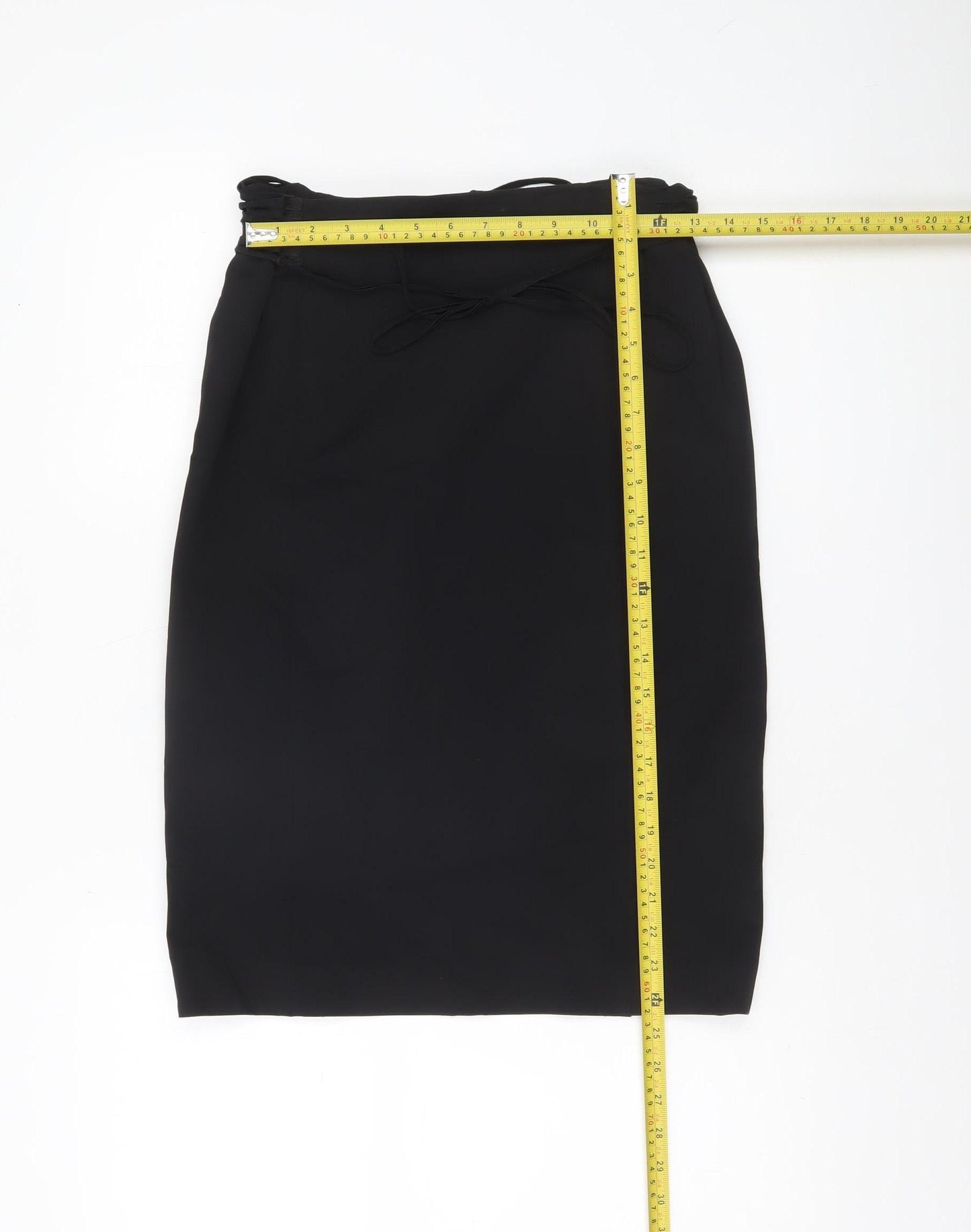 Mango Women's Black Size 12 Midi Pencil Skirt Stretch Workwear