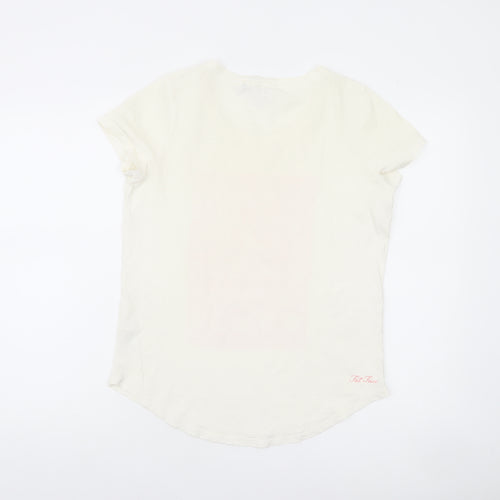 FatFace Womens Ivory Cotton Beach Print T-Shirt Size 12