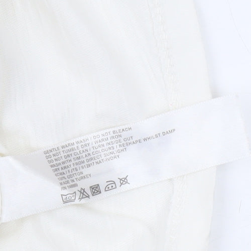 FatFace Womens Ivory Cotton Beach Print T-Shirt Size 12