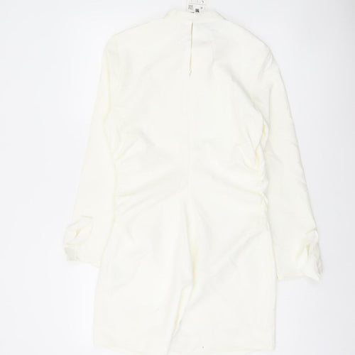 Zara Women Ivory Long Sleeve Bodycon Short Dress Size 14