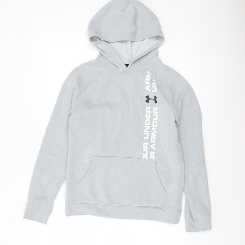 Under Armour Boys Grey Pullover Hoodie Size M ColdGear Fleece