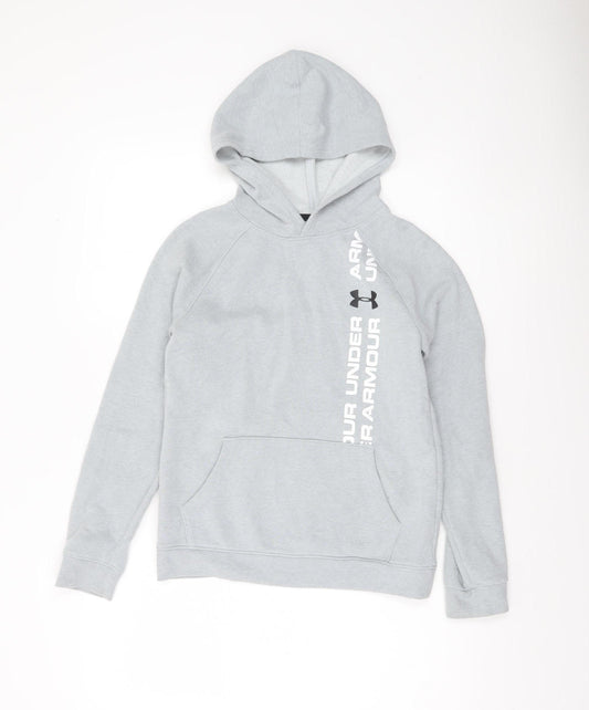 Under Armour Boys Grey Pullover Hoodie Size M ColdGear Fleece